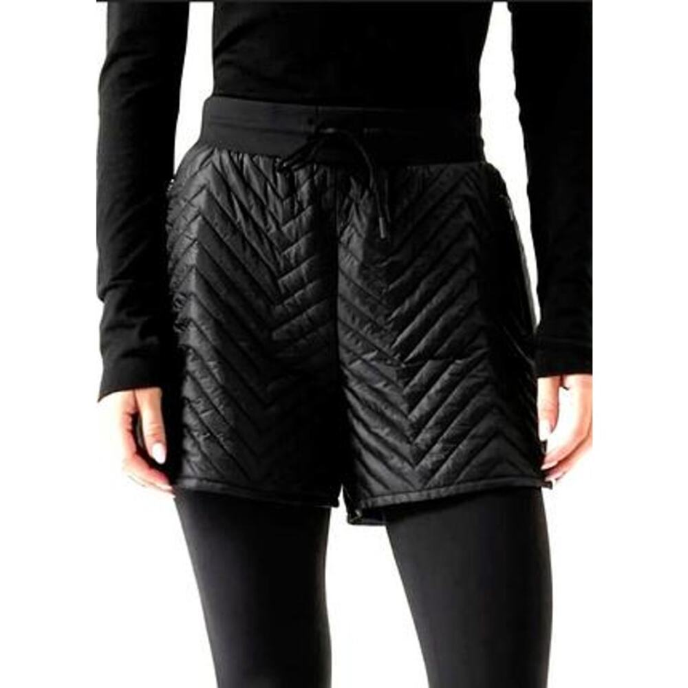 Athleta Apres Ski Shorts Womens 4 Black Quilted Nylon Wide Leg Relaxed Fit
